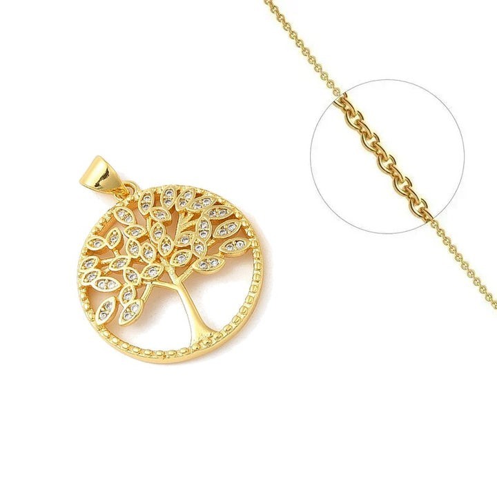 Collier chaîne arbre de vie en argent et zirconiums 45 cm