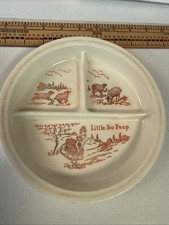 Little Bo Peep Divided Child s Plate Fire-King Vitrock Milk Glass Vintage 1930s