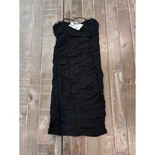 Forever 21 Womens Black Ruched Bodycon Mini Dress Spaghetti Strap Small NWT