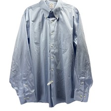 Brooks Brothers Men Dress Shirt 17 4 / 5 Regent Blue Check Button Up Long Sleeve