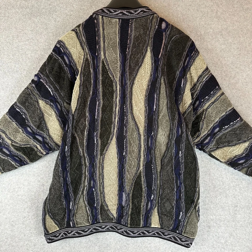 Vintage 90's Coogi 3D Chunky Knit Sweater Multicolor Blend Sz L Australia - Image 4 of 4