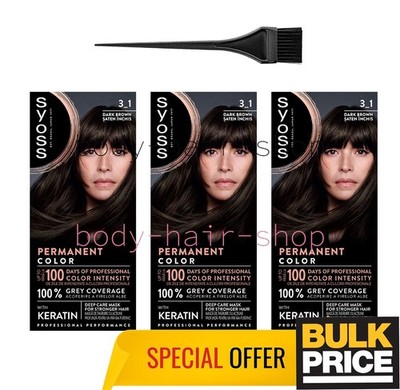 Syoss Professional 3-1 Dark Brown Hair Color Salon Rich Intense Elegant 3-Pack