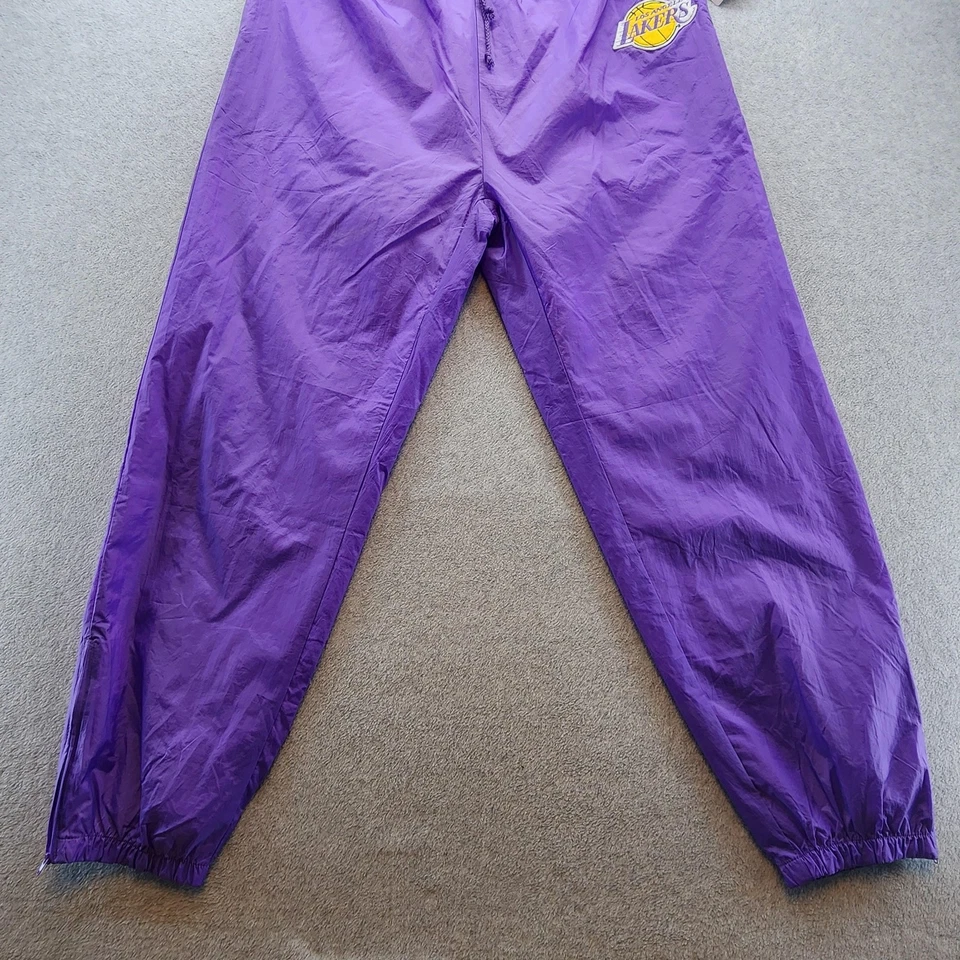 Pantalones de calentamiento Los Angeles Lakers para hombre XL altos púrpura NBA baloncesto forrados de nailon Foto 3 de 4