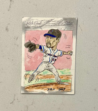 2008 Topps Johan Santana Authentic Sketch Card 1/1 Dan Day New York Mets MLB Art