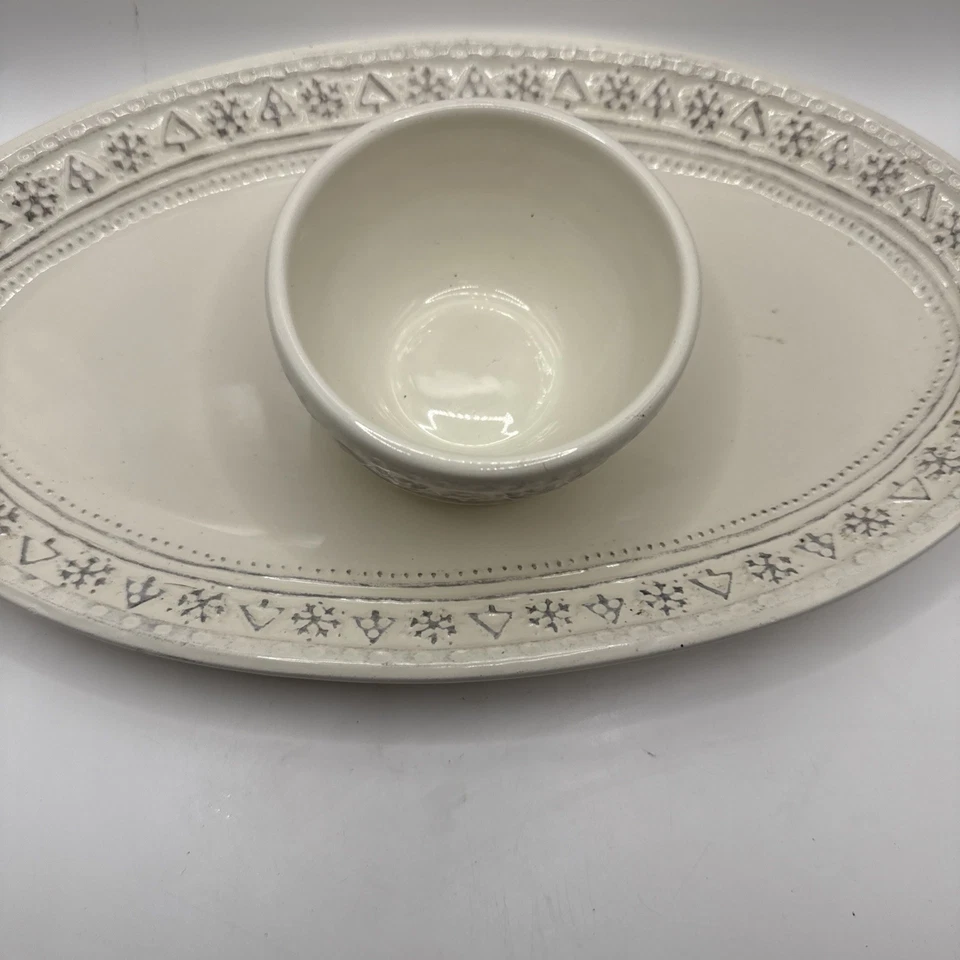 Hallmark Oval Christmas Serving Dish.And Dip Bowl Snowman And Tree's 23"X7-1/2" - Image 3 of 4