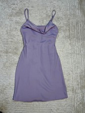 Urban Outfitters Dress XS Lavender Slip Satin Adjustable Strap Cowl Neck Y2K