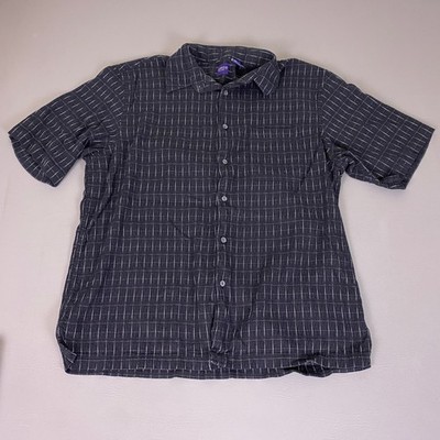 Arrow Button Down Shirt Men's XL Short Sleeve Black Windowpane Bamboo Cotton
