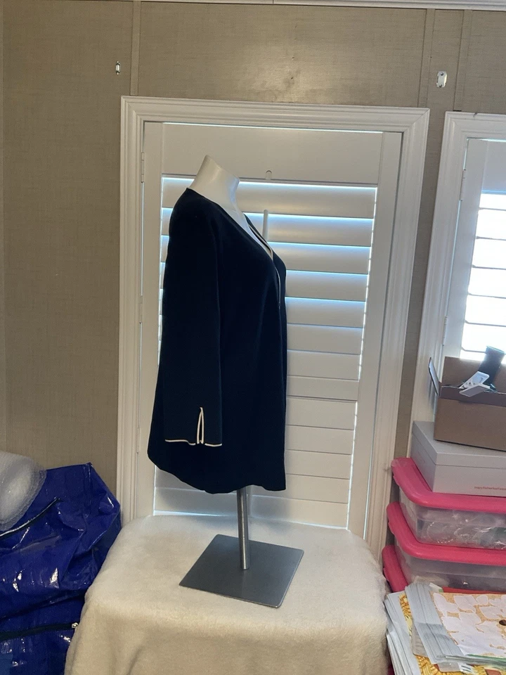 Cárdigan negro para mujer HAMPSHIRE Studio talla Lg.  Encaje él. mangas 3/4 Foto 3 de 4