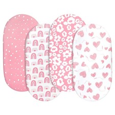 Bassinet Sheets 4 Pack, Breathable Cozy Fitted Mattress Sheet, Elastic Travel...