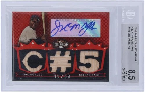 Tarjeta de 8,5 Topps Triple Threads TTRA-104 17/18 BGS firmada por Joe Morgan Colt .45s '07 Foto 3 de 4