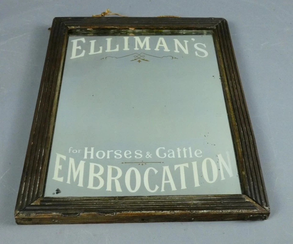 Vintage Elliman's Embrocation Advertising Mirror with Card Advert Back c1910 - Image 3 of 4