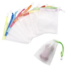 10 PCS Mesh Soap Bag Exfoliating Saver Pouch Foam Net Shower Drawstring