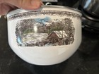 Vintage Enamel Bowl Lovely Scene Top Quality Stainless Around Top Nice Look — photo 3