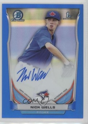 2014 Bowman Draft Chrome Pick Blue Refractor 117/150 Nick Wells #BCA-NW Auto c7y