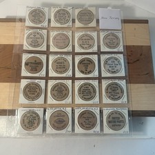 Lot of 19 Vintage NEW JERSEY Wooden Nickels Tokens Wood Coin Collection