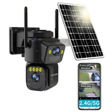 Cameras Outdoor WiFi,5G/2.4G Cameras for Home Solar Power with Dual Lens,Moti...