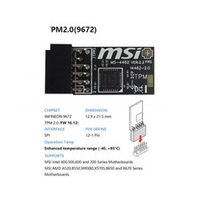 1PC NEW MSI MS-4462 TPM Module 12 Pin 12-1 SPI TPM 2.0 9672 Trusted Platform