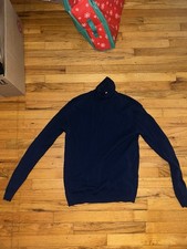 Navy Blue Vintage 90s Ribbed Turtle Neck Long Sleeve unisex size large