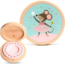 Baby Tooth Keepsake Box Wooden Beechwood Tooth Fairy Holder Memory Capsule f