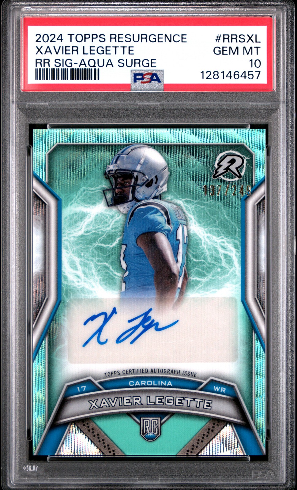 Xavier Legette Topps Resurgence Resurgence Rookie Signatures #RRSXL Aqua Surge