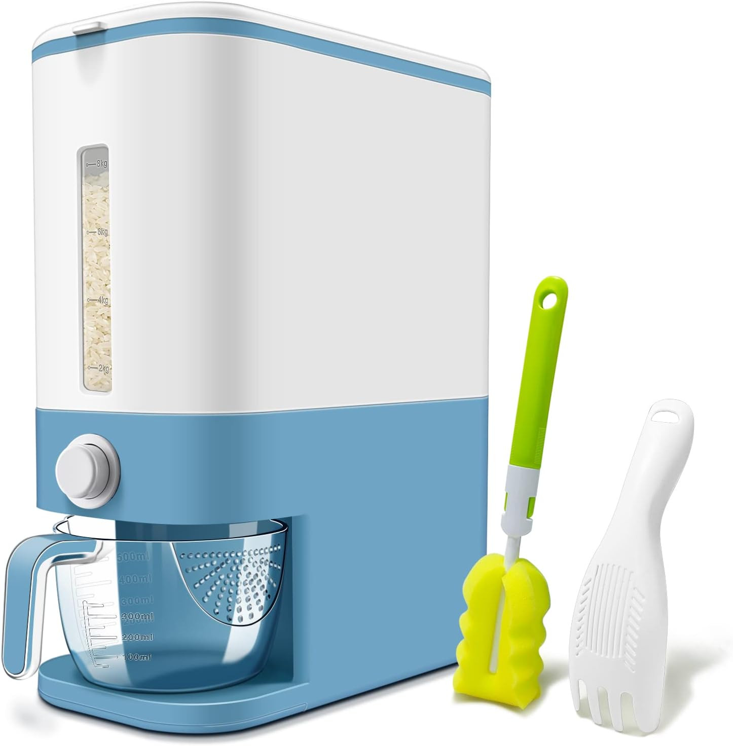 22-25 Lbs Rice Dispenser, Large Cereal Dry Food Storage Containers with Measurin