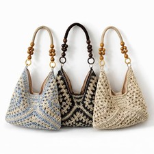 Women Boho Large Capacity Woven Tote Beach Shoulder Summer Casual Travel Handbag