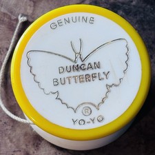 Duncan Genuine Butterfly Yo-Yo YoYo 1970  s Yellow White Red Gold Imprint Classic