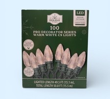 Holiday Time Christmas Lights 100 Pro Decorator C9 Lights Warm White LED 50.8 FT