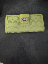 Coach Vintage Jaquard Turn Lock Wallet In Lime Green Very Good Condition
