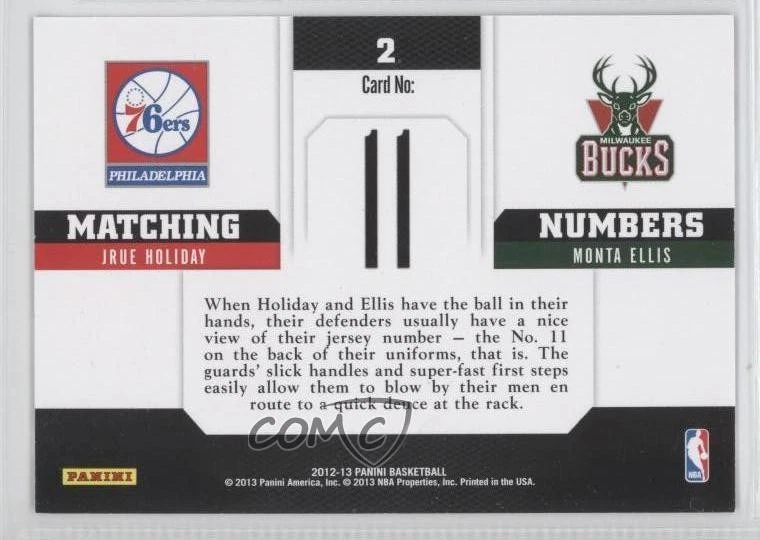 2012-13 Panini Matching Numbers Jrue Holiday Monta Ellis #2 - Image 2 of 2