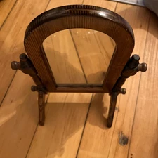 Vintage Wood Swing Table Top Mirror Vanity Makeup Shaving