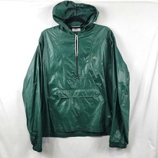 Vtg Izod Lacoste Anorak Mens L Green 1/2 Zip Nylon Hooded Windbreaker Jacket