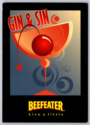 c1990s Beefeater Gin Sin Cocktail Recipe Max Racks Advertising Postcard