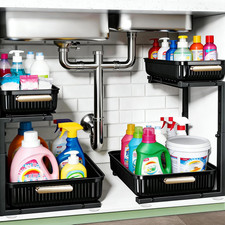under Sink Organizer - 2 Pack Multi-Purpose Pull-Out Storage Shelf  Slide Out P