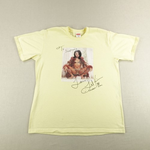 Supreme Shirt Mens Medium Yellow Lil Kim Hip Hip Rap Skater Streetwear Tee ^