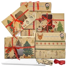 12 Packs Brown Christmas Cookie Boxes with Window for Gift Large, Multicolor 