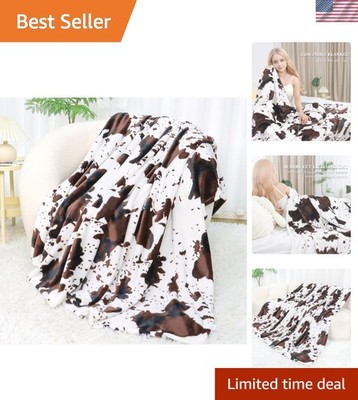 Luxurious Cow Print Throw Blanket - Ultra Soft Flannel 50'' x 60'' for All Seasons