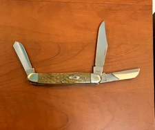 Case XX 6347 SS 3 Blade Stockman Folding Pocket Knife Jigged Bone Handle