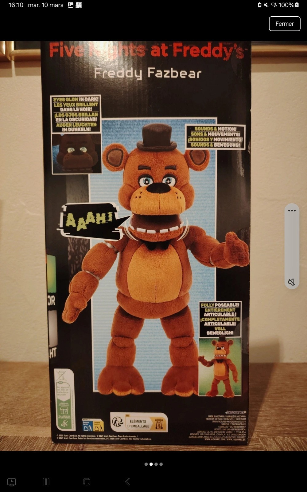 Peluche interactive Five Nights At Freddy's collector pour fan gaming
