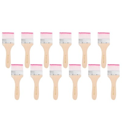 12 Pcs Paint Brush Set, 6.3 in Nylon Bristle Flat Brushes, #9 Red/White