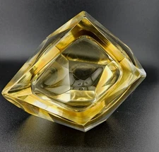 Stunning Murano Sommerso Glowing Multi-Faceted  Gold Table Ashtray Dish 