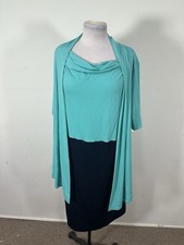 Dressbarn Women’s Green Blue Color Short Sleeve Dress Size 18 