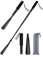 Adjustable Long Handle Shoe Horn 15"-37" Telescopic Metal, Portable Aluminum All