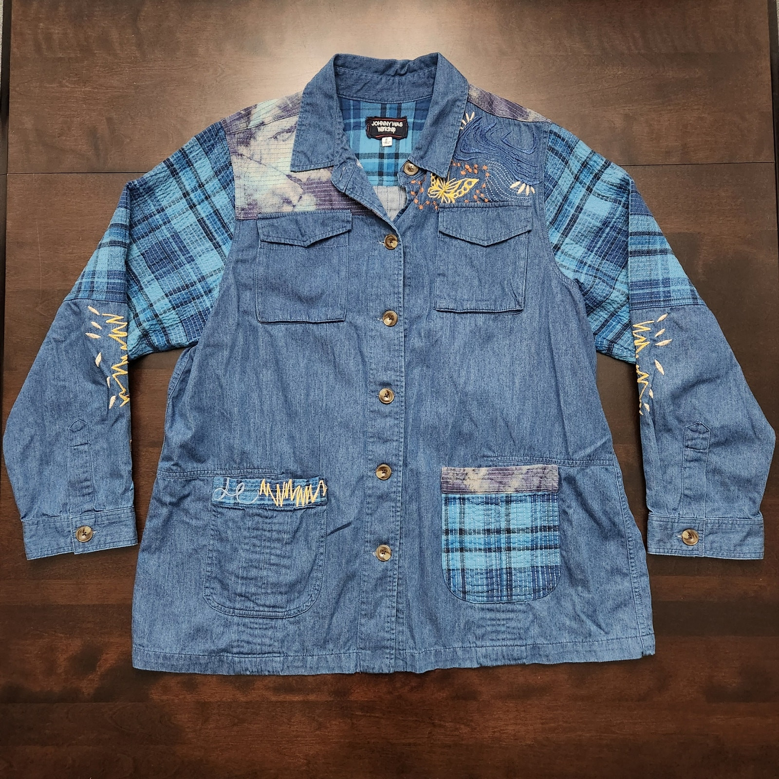 Johnny Was Moonlight Tie Dye Patchwork Military J… - image 2