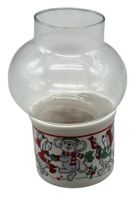 Vintage Glass & Ceramic Christmas Mouse Tealight Holder Readers Digest READ