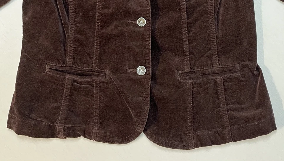 Vintage Y2K Jordache Brown Velvet Short Blazer Jacket Retro Boho Sz L Chest 39” - Image 4 of 4