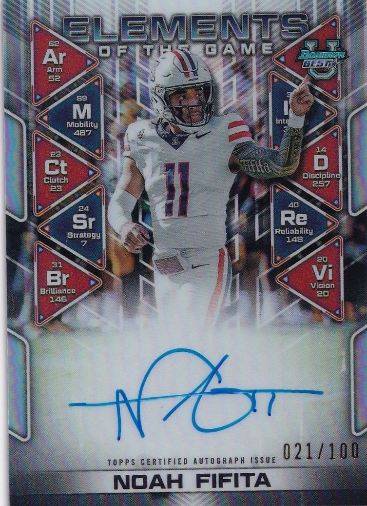 Noah Fifita 2024 Bowman Best U Elements of the Game Auto RC 21/100 #ETG-NF