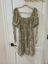 Agua Bendita Women’s Target Dress Floral Boho Midi Summer Vacation Resort