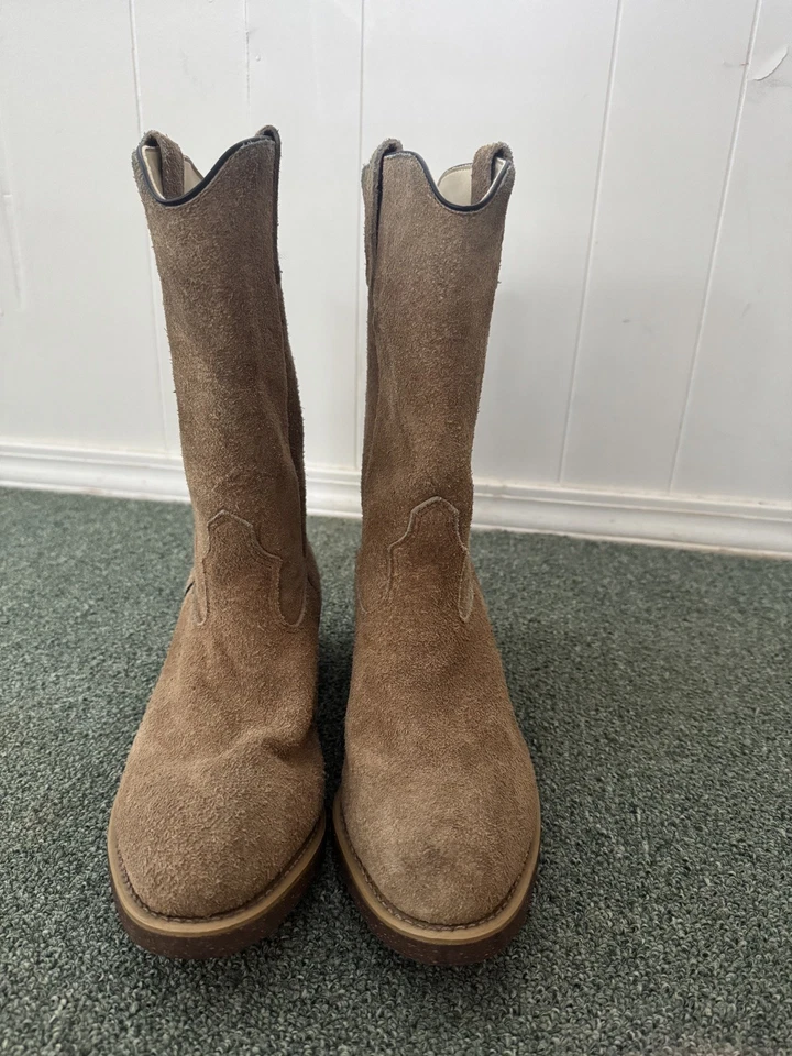 Мужские винтажные ковбойские сапоги Thorogood бежевые замшевые кожа грубый покрой размер 9 EE - Изображение 4 из 4