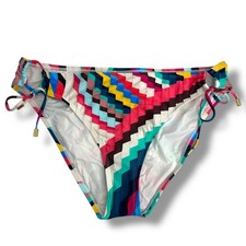 NWT La Blanca Bikini Bottoms Size 12 UPF 50 Adjustable Tie Side Rainbow Swim
